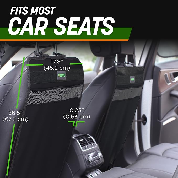 DRIVE AUTO PRODUCTS - 2 Pack Car Seat Back Protectors, Reversible Kick Mats - Black - Image 7