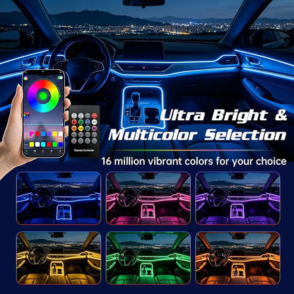 Interior Car LED Strip Lights, RGB 6 in 1 Car Ambient Lighting Kit | 16 Million Colors, Music & Mic Mode, Remote Control, Easy Installation, Plug and Play, LED Lights for Car Accessories - Image 5