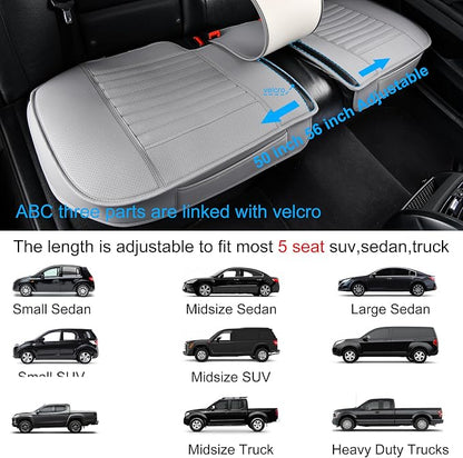 Back Seat Covers, Rear Seat Cushions, Auto Bench Protector with Breathable PU Leather and Non-Slip Bottom Universal for 4 Season (Gray, 61" x 20. 5") - Image 6