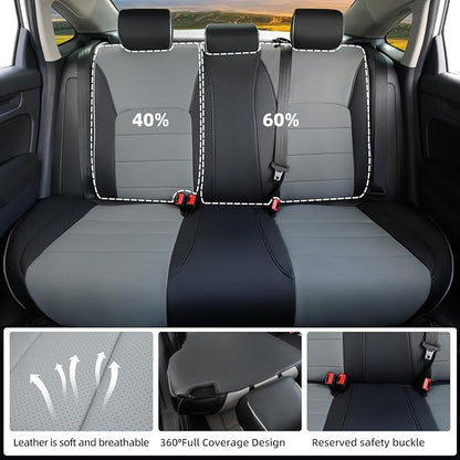 Lolcar Custom Fit Civic Seat Cover Full Set for Honda Civic (Sedan 2022 2023 2024 Touring)&(Sedan 2025-2026 Sport Touring),5-Seats Full Set,Leather Seat Protector(Black/Gray) - Image 3