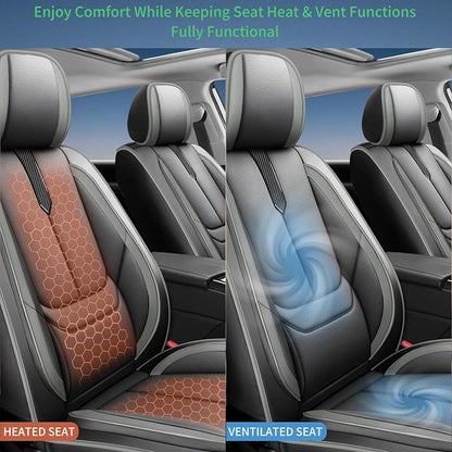 Fit Rogue Car Seat Covers for Nissan Rogue 2014-2024 2025 2026 -Upgraded Premium Waterproof & Breathable Leather,Airbag Compatible,All-Weather Seat Cushion Protector,2 Front/Black-Grey - Image 7