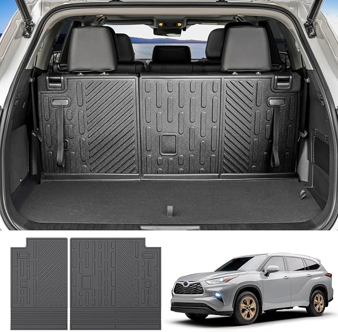 Backrest Mat for 2020-2026 Toyota Highlander/Grand Highlander 3rd Row Cargo Liner All Weather TPE Rear Seat Back Cover Protector for 2020+ Highlander/Grand Highlander 7 Seats Accessories by JTYZSM