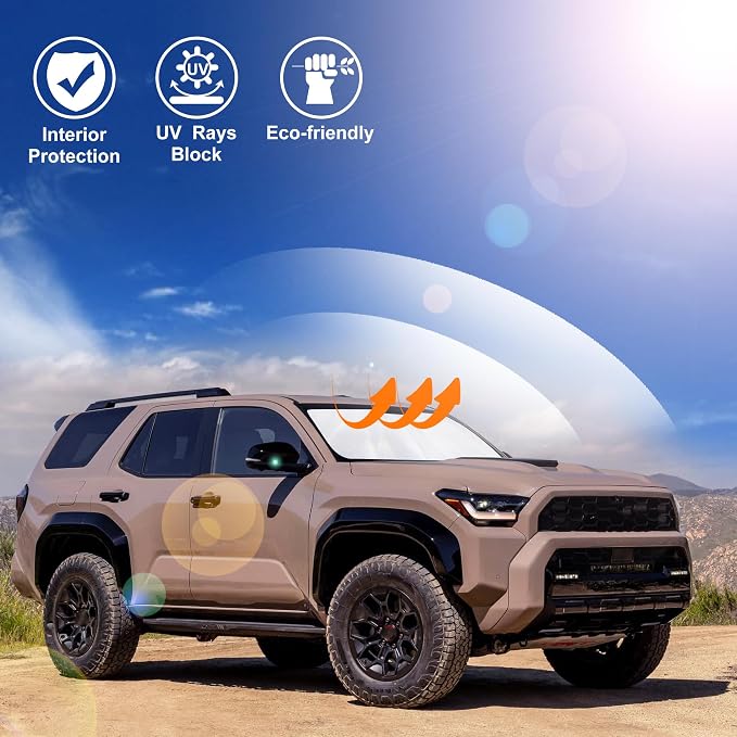 Windshield Sun Shade for 2025 2026 Toyota 4Runner Accessories | Full covered for windshield, Foldable & Durable, Block UV Rays, Reduce Heat, Easy to install, Keep Car Cooler - Image 6