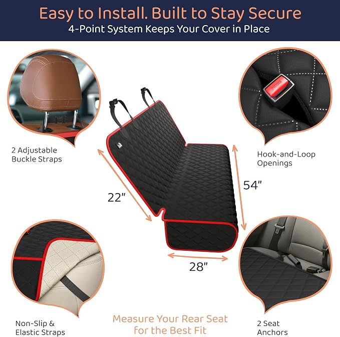 Bench Back Seat Cover for Dogs, Rear Dog Car Seat Covers for SUV & Truck | 100% Waterproof, Easy Install & Clean, Secure Non-Slip Fit, Scratch Protection, Universal Fit, Heavy-Duty Materials - Image 3