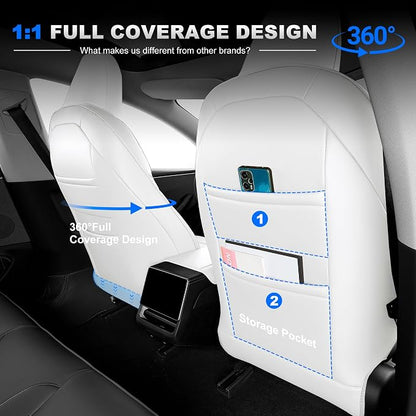 AOMSAZTO Seat Cover for Tesla Model 3 2024-2025(Not Performance) | Faux Leather,Waterproof,Airbag Compatible,5-Pieces Set with Seatbelt,Steering Wheel Covers,Side Bolster Cover&Headrests-Black - Image 7