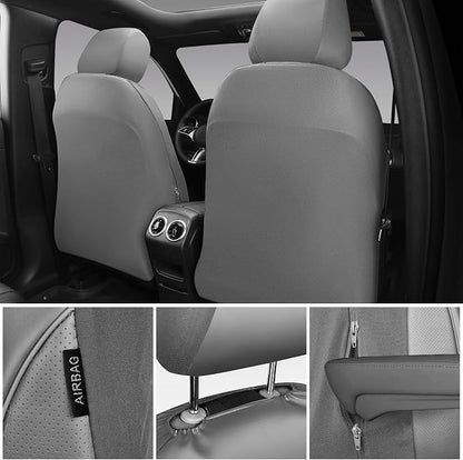 CAR PASS 3D Foam PU Leather Car Seat Covers, Universal Seat Covers Full Sets for Trucks SUV Sedan Automotive Seat Covers Armrest Airbag Compatible Waterproof Comfortable Faux Nappa Leather All Gray - Image 4
