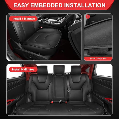 TTX LIGHTING Custom Fit for Ford Fusion Seat Covers 2013-2020 5-Seats | Original Seat Pattern | Full Coverage | Easy Install | Faux Leather | Shield Your Car Seats - Image 8