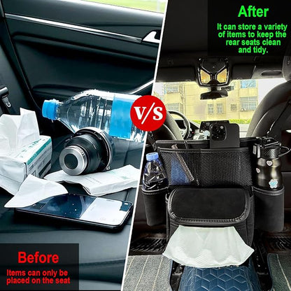 Car Handbag Holder Between Seats Suede Large Capacity Car Purse Holder Automotive Consoles, Fits Between Front Seats, Holds Wallet, Phone & Essentials (Black) - Image 3