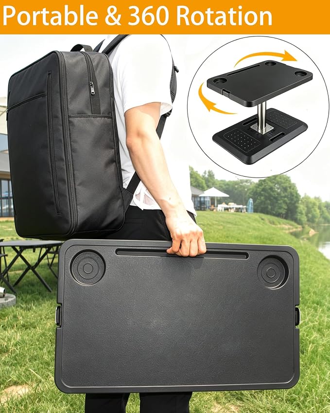 Car Seat Trays Table Desk for Laptop Tablet Adjustable Travel Tray for RV | Car Back Seat Tray Table for Passengers Eating or Working, Foldable Stand for SUV MPV RV Outdoor Adjustable Height- Black - Image 7