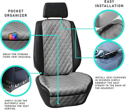 FH Group Car Seat Cushion – Faux Leather Single Front Seat Cover with Front Pockets, Airbag Compatible, Universal Fit Car Seat Cushion for Driver or Passenger Seat, SUV, Truck, Sedan & Van – Blue - Image 6