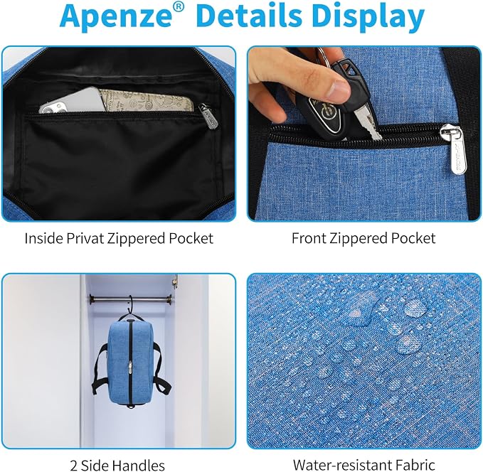 Apenze Small Gym Bag 14 inch lightweight Carry On Mini Duffel Bag for Travel Sport - Denim Blue - Image 4