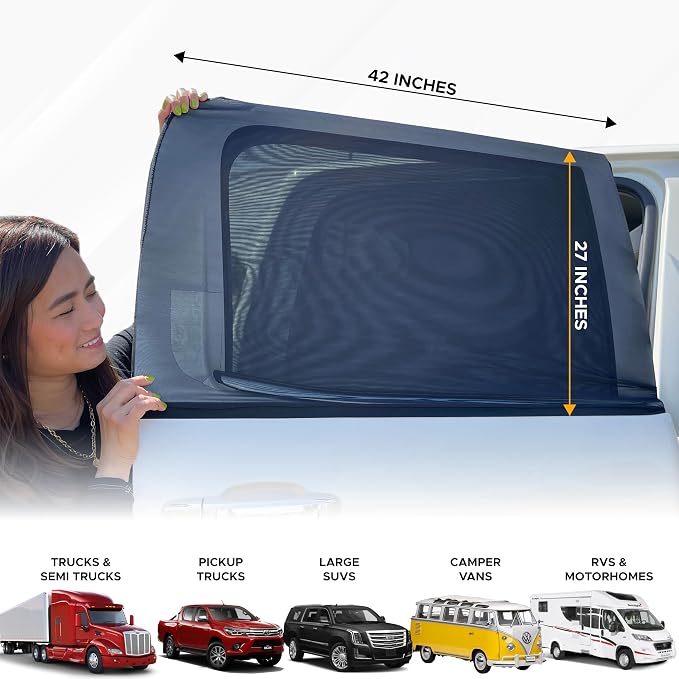 EcoNour Car Rear Window Screens (2 Pack) Stretchable & Breathable Car Shade | Side Window Sun Shades for Sun Protection | Breathable Window Shades for Privacy Blackout | (XXL 42"x27") - Image 3