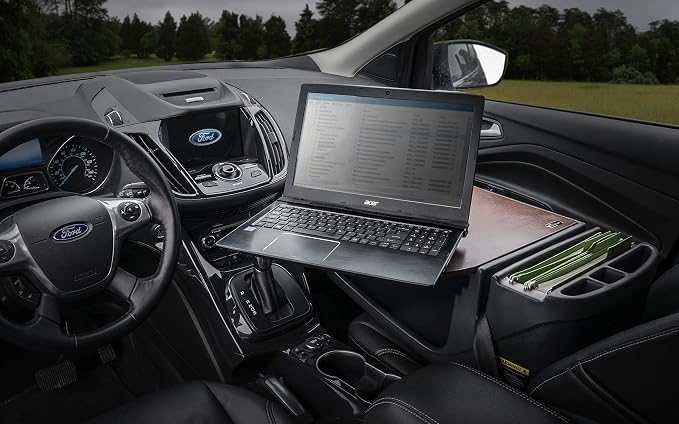 AutoExec AE-RMCD-PI-21M Roadmaster Car Desk for Your Vehicle Workstation and Mobile Office, Mahogany with 400 watt Power Inverter | Vehicle Workstation, Mobile Office, 400 Watt Power Inverter - Image 2