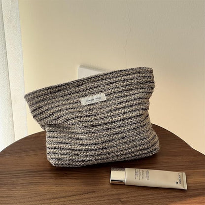 RSRSLEII Striped Travel Makeup Bag, Cute Toiletry Bag (11 Brown Stripe) | Aesthetic Portable Cosmetic Bag with Zipper, Vintage Makeup Pouch with Canvas Lining, Car Storage Bag for Women and Girls - Image 4