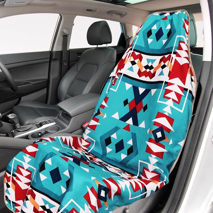 Lonfliness 2PCS Car Seat Cover Towel Non Slip Front Seat Car Seat Towel Athletic Running Towel Washable Seat Cover for Gym Workout Sweat Outdoor Sport Beach Hiking Yoga (Navajo Tribal) - Image 6