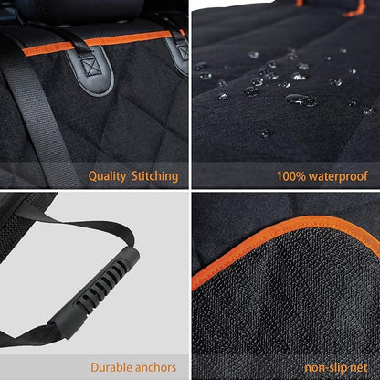 petalage Car Seat Protector, 52” x 50“ for for Familay Car & Regular SUVs, 600D Heavy Duty Car Seat Cover Waterproof Dog Car Seat Cover for Back Seat, Scratch Proof Nonslip Seat Cover for Dogs in Car - Image 7
