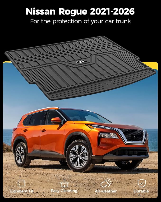 3W Cargo Mat for 2021-2026 Nissan Rogue S/SL/SV/Platinum (NOT for Sport) | NOT for Rogue Sport, Max Surface Coverage, All Weather, Heavy Duty Mats, Easy Installation, Safety - Image 2