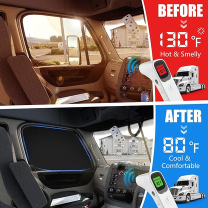 2 Pcs Side Window Sun Shade for Freightliner Cascadia 08-17 | Fits Cascadia Semi Truck Day Cab & Sleeper, 6-Layer 210T Reflective Heat Blocker, Blackout Privacy Cover, Foldable - Image 3