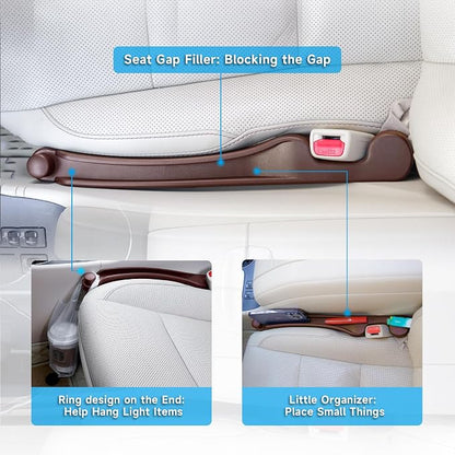 Givifive Car Seat Gap Filler Organizer 2Pack Soft Foam 3IN1 Multifunctional | Seat Side Gap Strip with Slot & Hook Universal Fit Car SUV Truck Fill The Gap Between Seat & Console (Standard Espr Brown) - Image 3