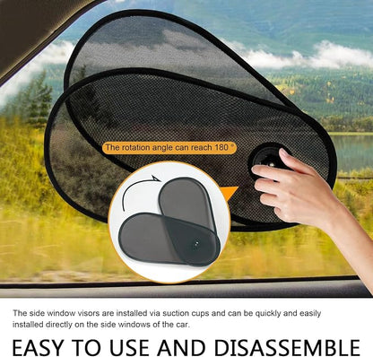 2PCS Car Shades for Side Windows, Adjustable & Rotatable Side Window Sun Shade, Baby Safe Car Windshield Sun Visor, Sun Blocker, Heat & Glare Protection, Universal Fit for Most Cars (Black) - Image 5