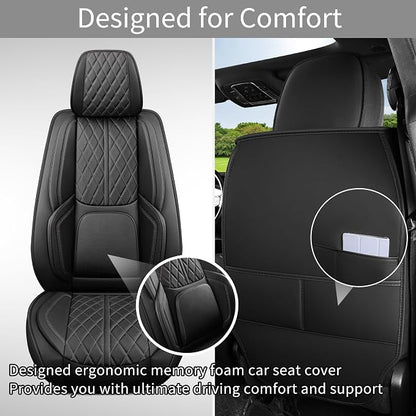 Custom Fit Chevy Silverado GMC Sierra 1500 2007-2026 2500/3500 HD Crew Cab Faux Leather Front Seat Covers - 2 Pack, Waterproof & Breathable Car Seat Protector for Truck, Black - Image 4