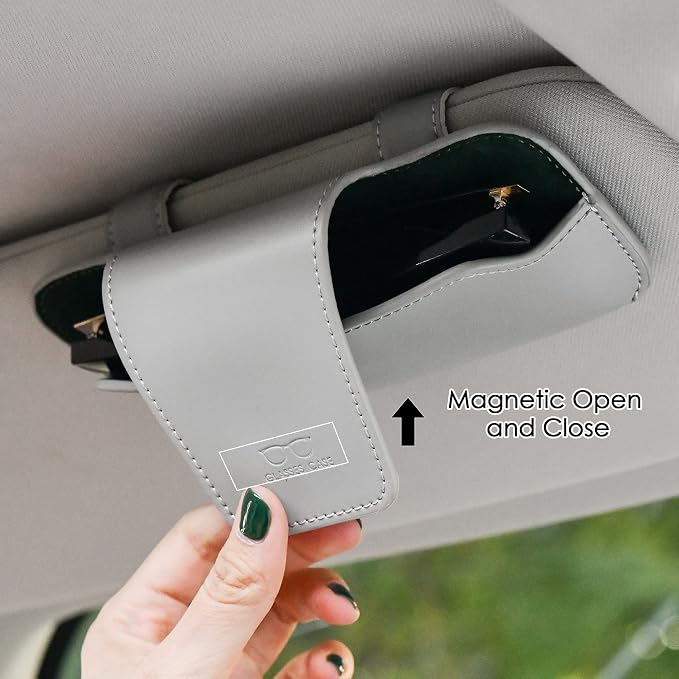 Sunglass Holder for Car Visor, Car Sunglasses Holder Leather, Eyeglasses Holder Glasses Storage Case Visor Accessories - Image 4
