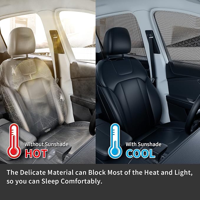 Aokway Magnetic Car Window Shades, 2Pcs Double-Layer UV Protection Car Curtains for Rear Side Window Sun Shade, Universal Fit for Baby, Driver (Black, Rear 2pcs) - Image 4