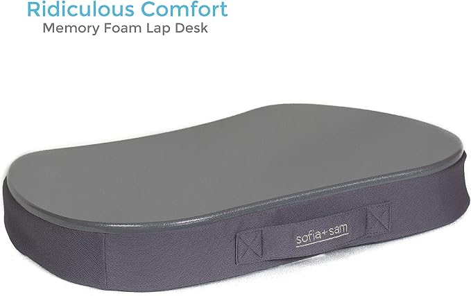 Sofia + Sam Mini Lap Desk with Memory Foam Cushion | Handle | Fits Laptops Up to 15" | Work from Home | Silver | Portable Travel Desk | Reading Writing and Coloring - Image 3