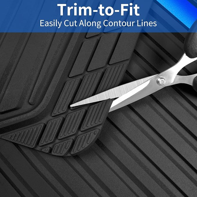 CAR PASS Heavy Duty Rubber Car Mats Metallic,Aluminum Film All Weather Floor Mats Waterproof Universal Trim to Fit Automotive SUV Sedan Van 4 Piece Anodized Deep Dish Two-Tone Sporty Black Blue Chrome - Image 8