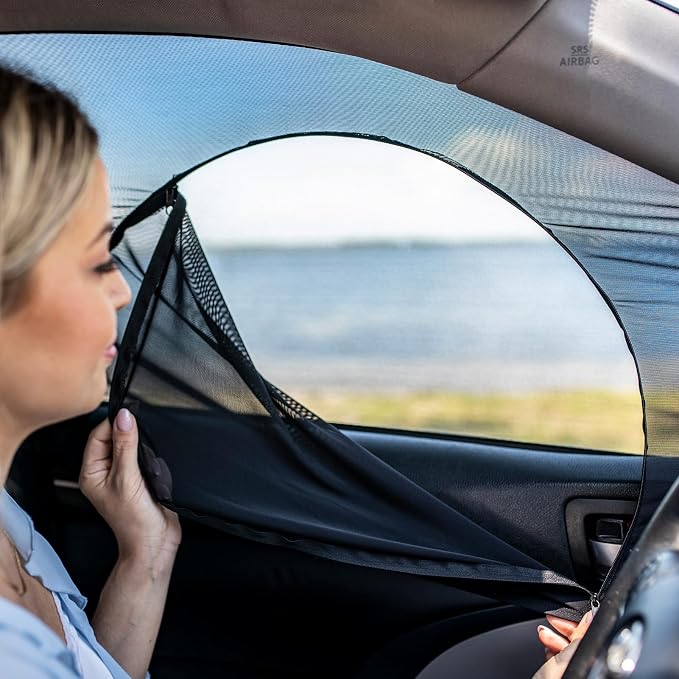 Sedans and Compact SUV Car Front Window Screens for Camping Front Windows Shade Driver Side Window Privacy Covers Zipper Added Increased Ventilation - Image 2