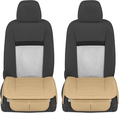 Motor Trend Seat Covers for Cars Trucks SUV, Faux Leather Beige Padded Seat Covers with Storage Pockets, Premium Interior Car Seat Cover, 2 x Front Seat Covers - Image 7