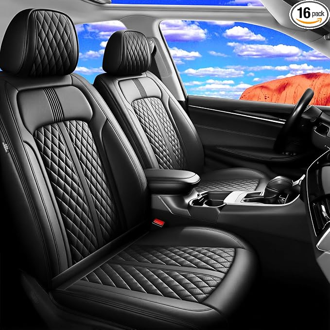 Fit Sonata Seat Covers Custom Fit for Hyundai Sonata 2007-2026, Full Set | Premium Leather Full Coverage Protectors, Waterproof, Breathable, Scratch Resistant, Easy Wipe, Airbag Compatible, Black by FiveFox