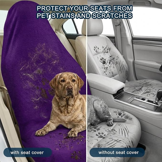 Car Seat Towel Cover, Universal Front Seat Protector for Cars, SUVs and Trucks, Sweat Towel Car Seat Cover for Gym, Yoga, Swimming, Pets and Family Travel, Profound Purple, 2 Pack - Image 3