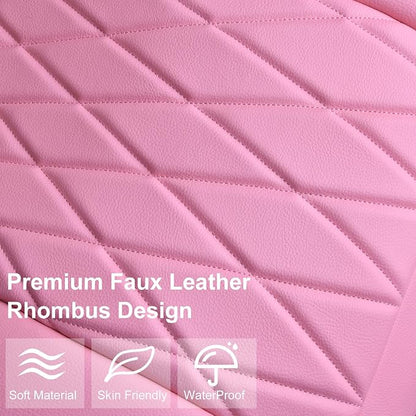 CAR PASS 2 Pack Leather Front Car Seat Covers, Bottom Seat Covers Full Wrapped with Storage Pocket, Anti-Slip Leather Seat Protectors,Waterproof Seat Cushion Pad Universal Fit Sedan SUV Truck, Pink - Image 2
