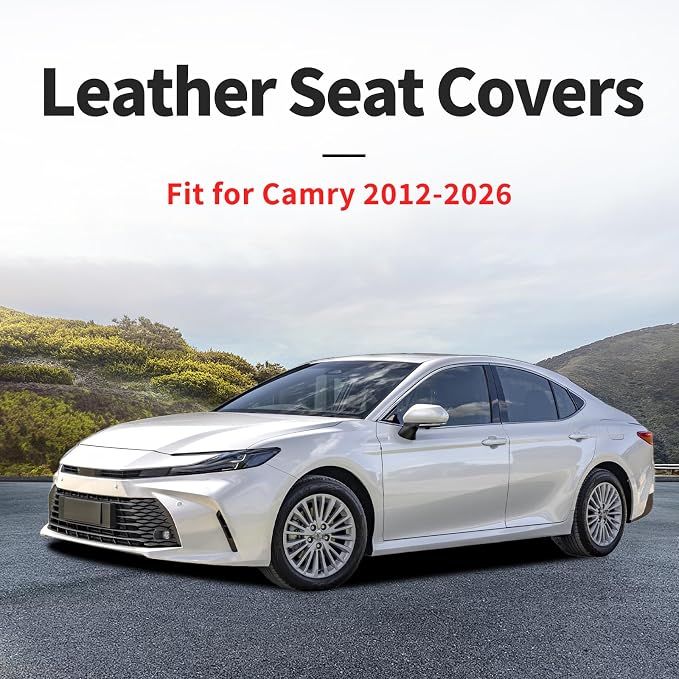 Fit for Camry Seat Covers Compatible with Toyota Camry 2012-2026 Waterproof Breathable Leather Automotive Seat Cushions Protector, Airbag Compatible,Easy to Install,Full Set 5 Seats(Redline) - Image 4