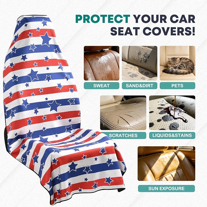 FLORICH Car Seat Cover Towel, Car Seat Protector Front Seats, Sweat Towel Car Seat Covers for Post Gym Workout, Running, Swimming and Beach, Non-Slip Car Seat Towel Covers Fit for Most Cars Trucks SUV - Image 6