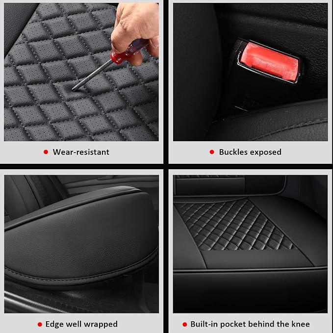 MIROZO 2PCS Front Seat Covers Full Coverage Universal for SUV Sedan Truck | Seat Covers Black,Leather Car Seat Covers,2PCS Front Car Seat Protector For SUV Sedan Truck For Families, Pets,Commuter - Image 7