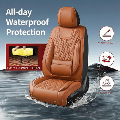 for Subaru WRX 2015-2025 2026 Car Seat Covers, Full Set, Brown | Luxury Full Coverage Leather Seat Protectors, Waterproof Breathable, Non-Slip, Easy to Install, Airbag Compatible, All-Season - Image 2