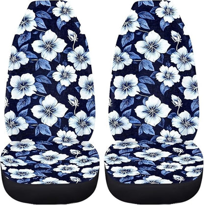 Hawaiian Hibiscus Car Seat Covers White Floral Tropical Flower 2-Pack Car Seat Accessories for Men Women Auto Interior Covers for Car SUV Sedan Truck - Image 3