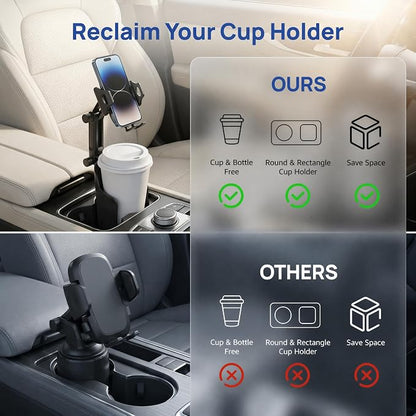Cup Holder Phone Holder for Car, Car Phone Mount for Your Car | 360°Rotation Cell Phone Holder Mount for Car, Universal Cup Holder Phone Holder Compatible with iPhone & Smartphones - Image 2
