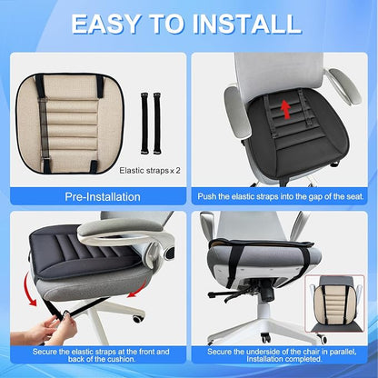 Car Seat Cushion with Back Support Pillow, 1.2'' Memory Foam, Black | Memory Foam Car Cushion for Long Driving, Truck, Office Chair, Tailbone and Lower Back Support - Image 4
