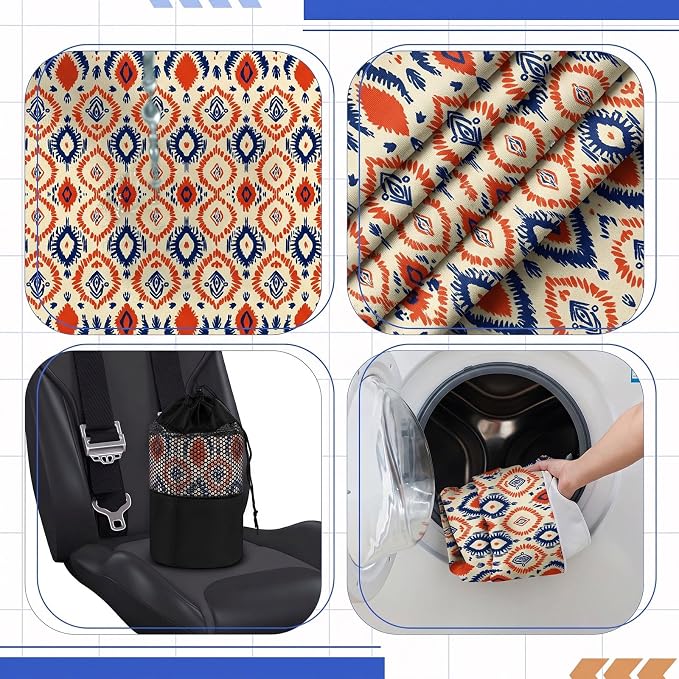 Hahafelt 2 Pack Car Seat Towel Cover with Storage Bag, Aztec Artisans | 63 x 32 in Car Towel Seat Cover Non Slip Waterproof, Gym Workout Swimming Running, Machine Washable Sweat Absorbent Protector - Image 6