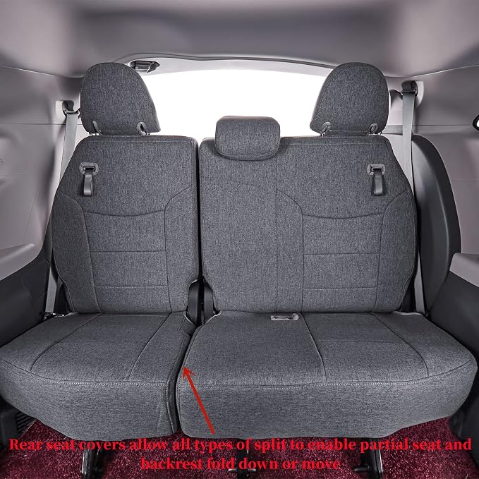 Sienna Seat Covers Custom Fit for 2021-2024 2025 Toyota Sienna Limited,Platinum,7-Seater,2nd Row Captain Seats W/Leg Rest,Full Coverage Polyester Seat Protector(Full Set,Gray) - Image 3