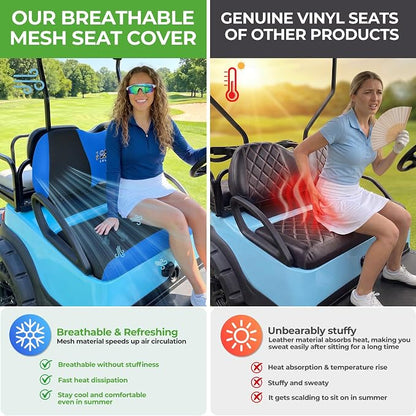 10L0L Golf Cart Seat Covers for Yamaha EZGO Club Car Seat Towel Cushion | Breathable Mesh All-Season Front/Rear Seat Blanket, UV Resistant, Cool Comfort, Machine Washable, Easy On, Great Golf Gift - Image 4