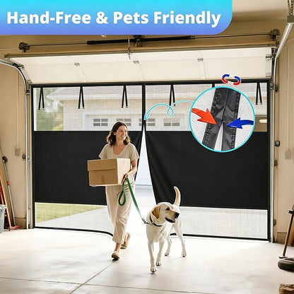 FEGO Privacy Garage Door Screen for 1 Car Garage 9x7FT, Blackout Magnetic Screen Door Self Sealing & Pet and Kid Friendly, Heavy Duty Weighted Bottom, Breeze in, Easy Assembly&Pass for Garage/Patio - Image 5