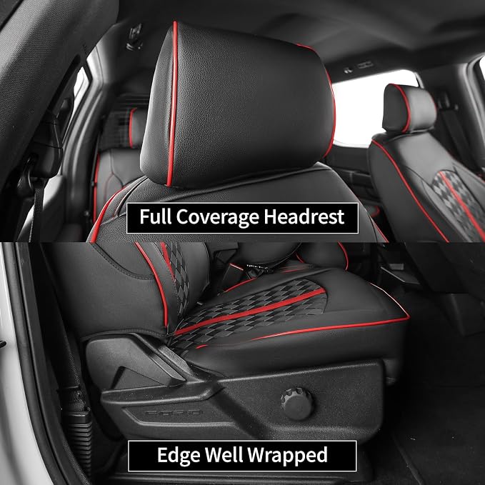 F150 Raptor Seat Covers 2017-2020 SuperCab Custom Fit Full Set | Fits 2017-2020 Ford F150 Raptor SuperCab with Waterproof Faux Leather Covers and Airbag Compatibility for Truck Protection - Image 3