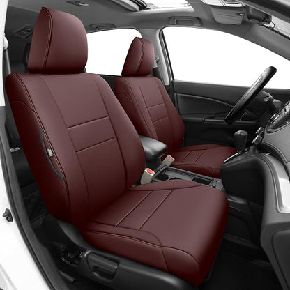 Custom Fit Seat Covers for Honda CRV 2015 2016 Full Set | Front&Rear Full Coverage Faux Leather Waterproof Airbag Compatible Seat Covers CR-V Seat Protector (5 Seats,Burgundy) by AOMSAZTO
