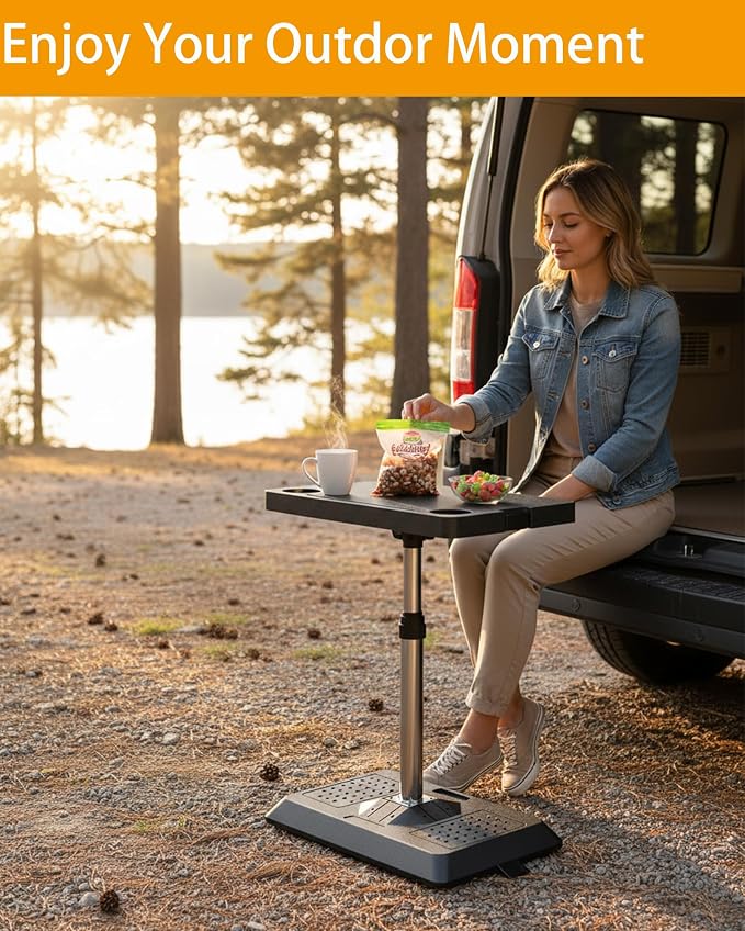 Car Seat Trays Table Desk for Laptop Tablet Adjustable Travel Tray for RV | Car Back Seat Tray Table for Passengers Eating or Working, Foldable Stand for SUV MPV RV Outdoor Adjustable Height- Black - Image 6