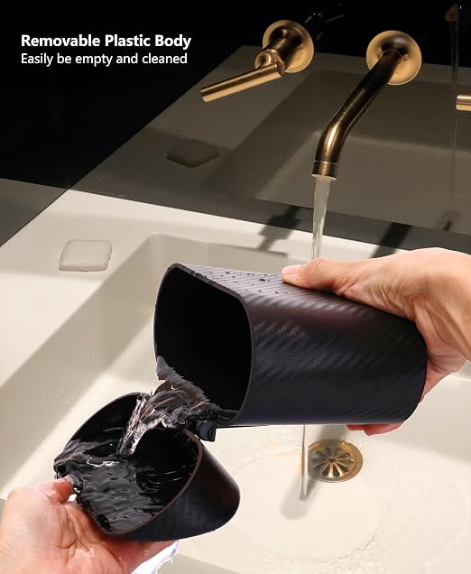 Ginsco Mini Car Trash Can with Lid, Small Car Garbage Can, Cute Leakproof ABS Car Trash Bin, Car Accessories for Interior, Garbage Bin for Car, Home, Office with 120pcs Trash Bags Carbon Fibre - Image 7