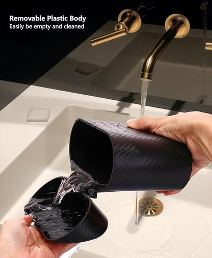 Ginsco Mini Car Trash Can with Lid, Small Car Garbage Can, Cute Leakproof ABS Car Trash Bin, Car Accessories for Interior, Garbage Bin for Car, Home, Office with 120pcs Trash Bags Carbon Fibre - Image 7